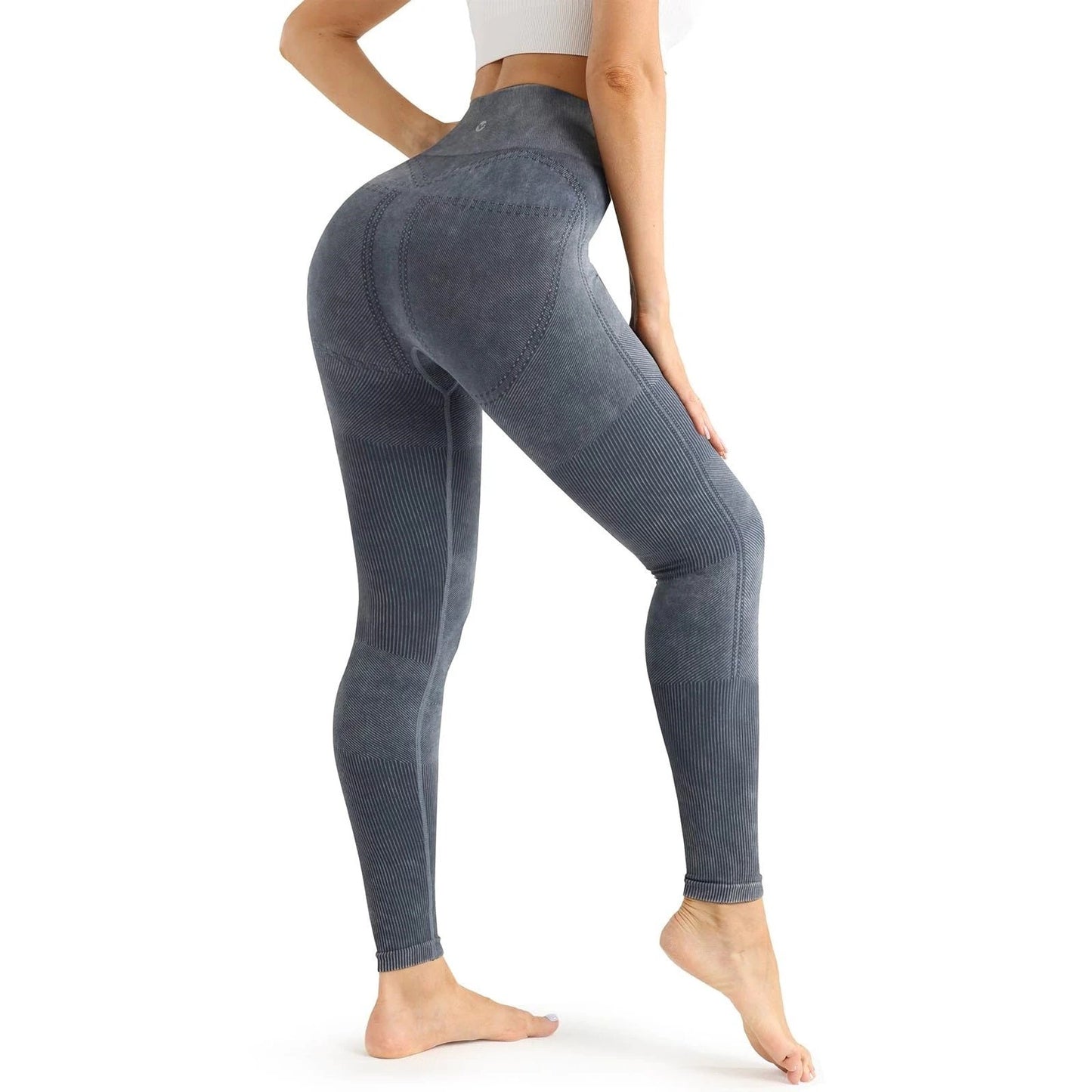 Womens Ribbed Seamless Leggings High Waisted Tummy Control Workout Full Length Yoga Pants by AuroreWear