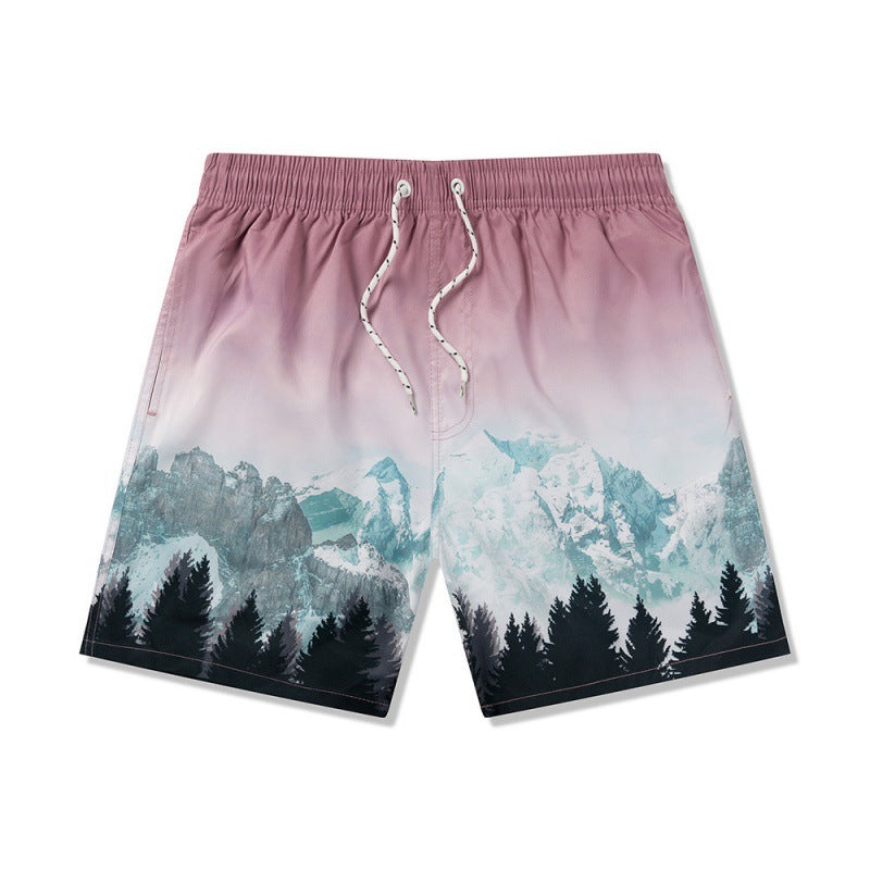 New Men's Beach Print Loose Shorts