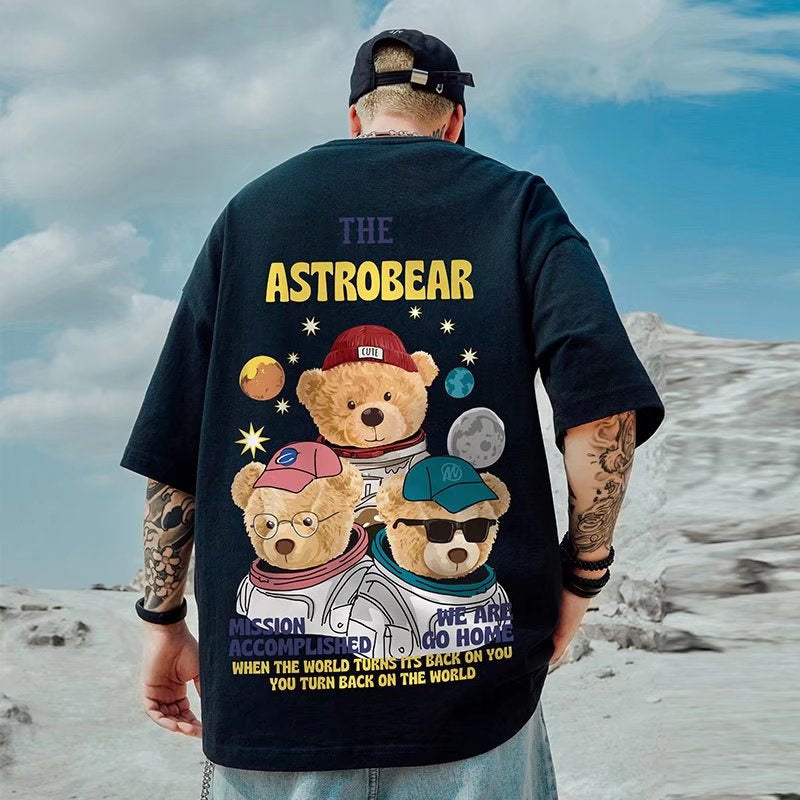 Ins Hong Kong Style Large Print Half Sleeve Men