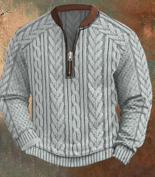 Men's Casual Checkered Printed Half Zip Hoodie by AuroreWear