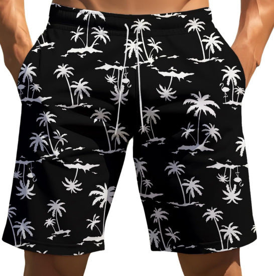 New Men's Beach Print Loose Shorts