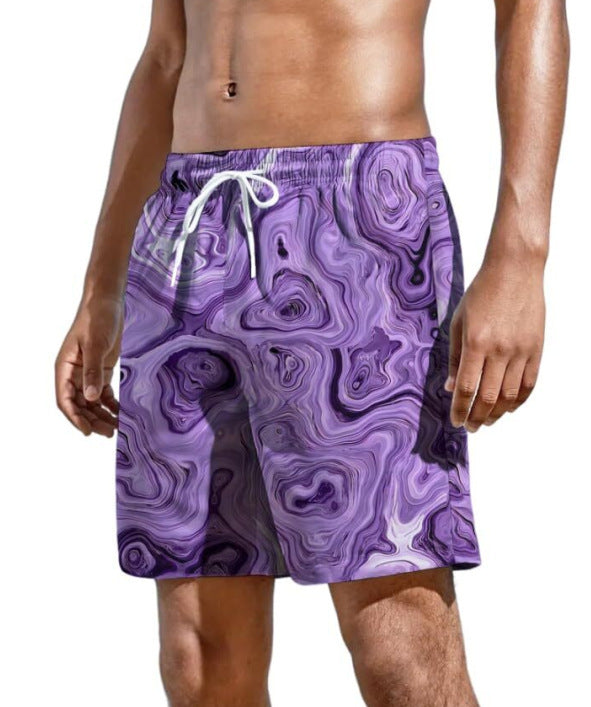New Men's Beach Print Loose Shorts