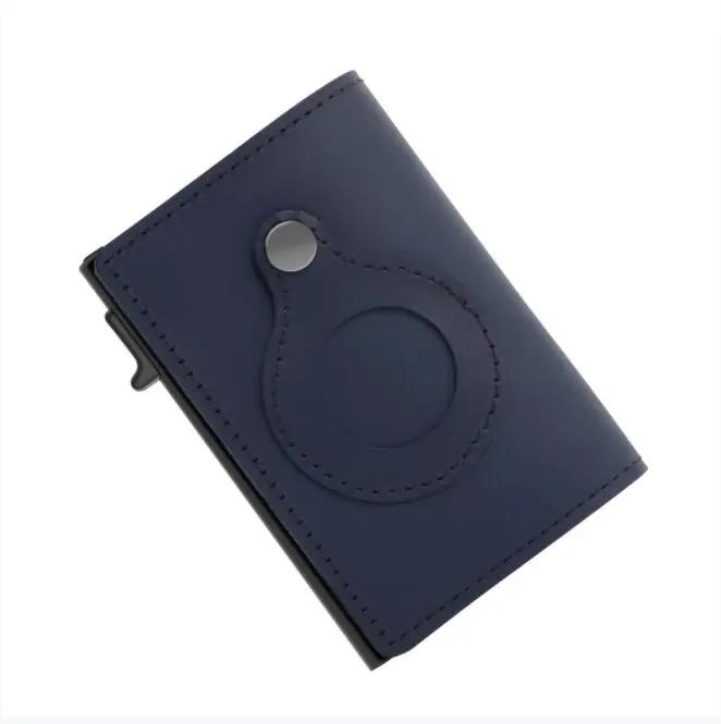 AirTag Wallet Anti Theft Bullet Card Bag Multi-functional Rfid Card Holder Men's Leather Slim Wallets For Airtag Air Tag by AuroreWear