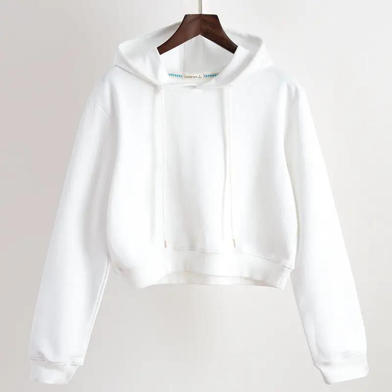 High Waist Short White Hoodie Women's Hood by AuroreWear
