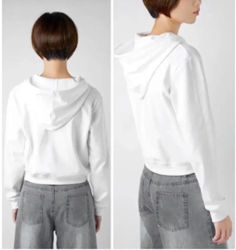 High Waist Short White Hoodie Women's Hood by AuroreWear