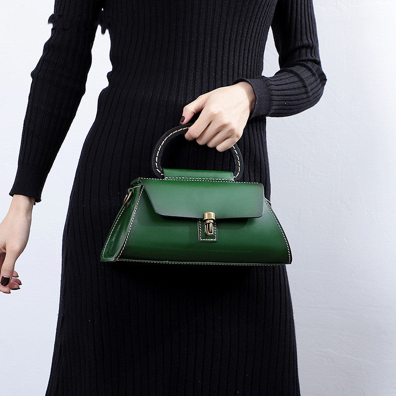 Women's cream leather handbag, premium fashion shoulder bag