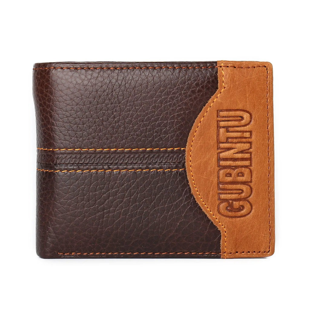 Genuine Leather Men Patchwork Wallets Male Purse Cowhide by AuroreWear