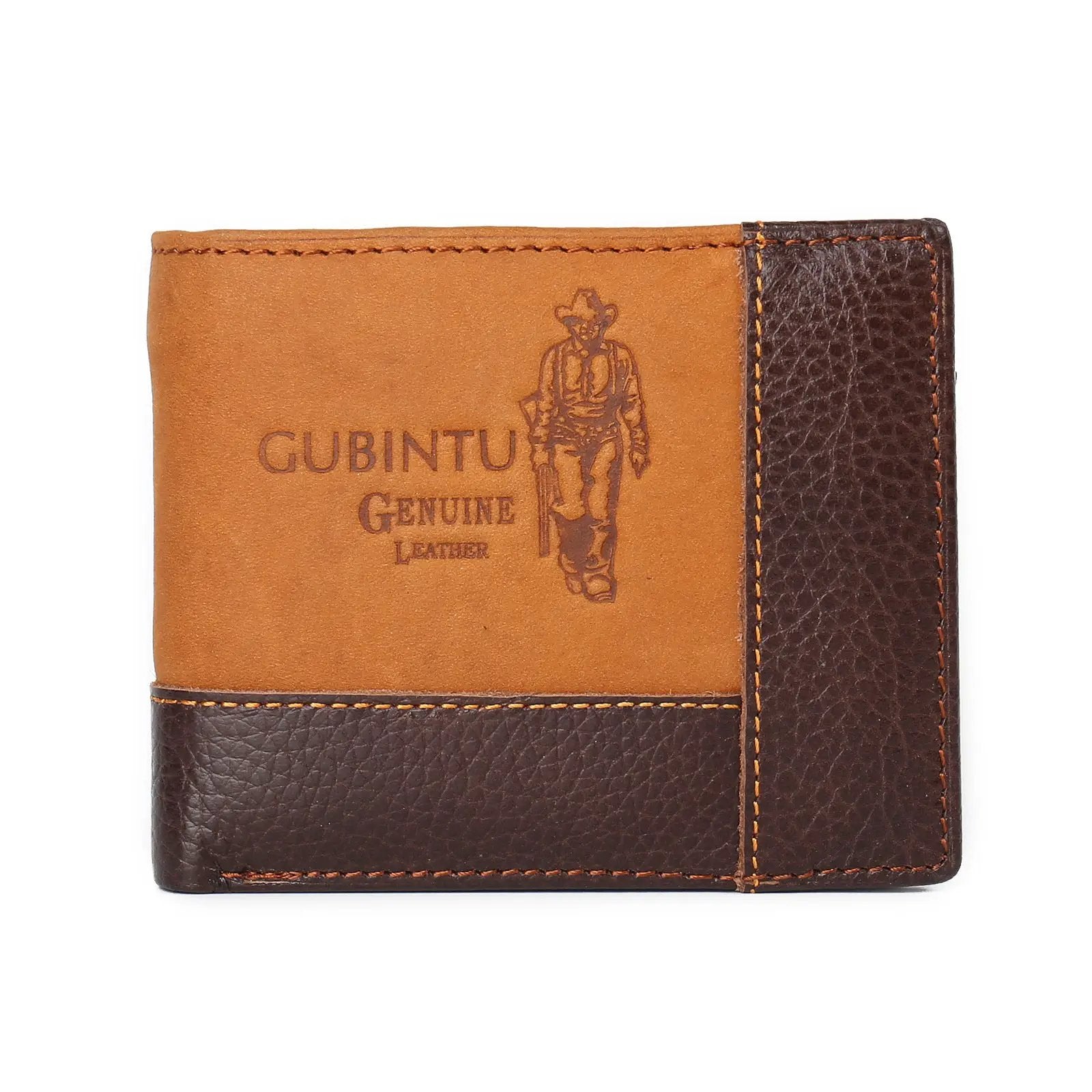 Genuine Leather Men Patchwork Wallets Male Purse Cowhide by AuroreWear