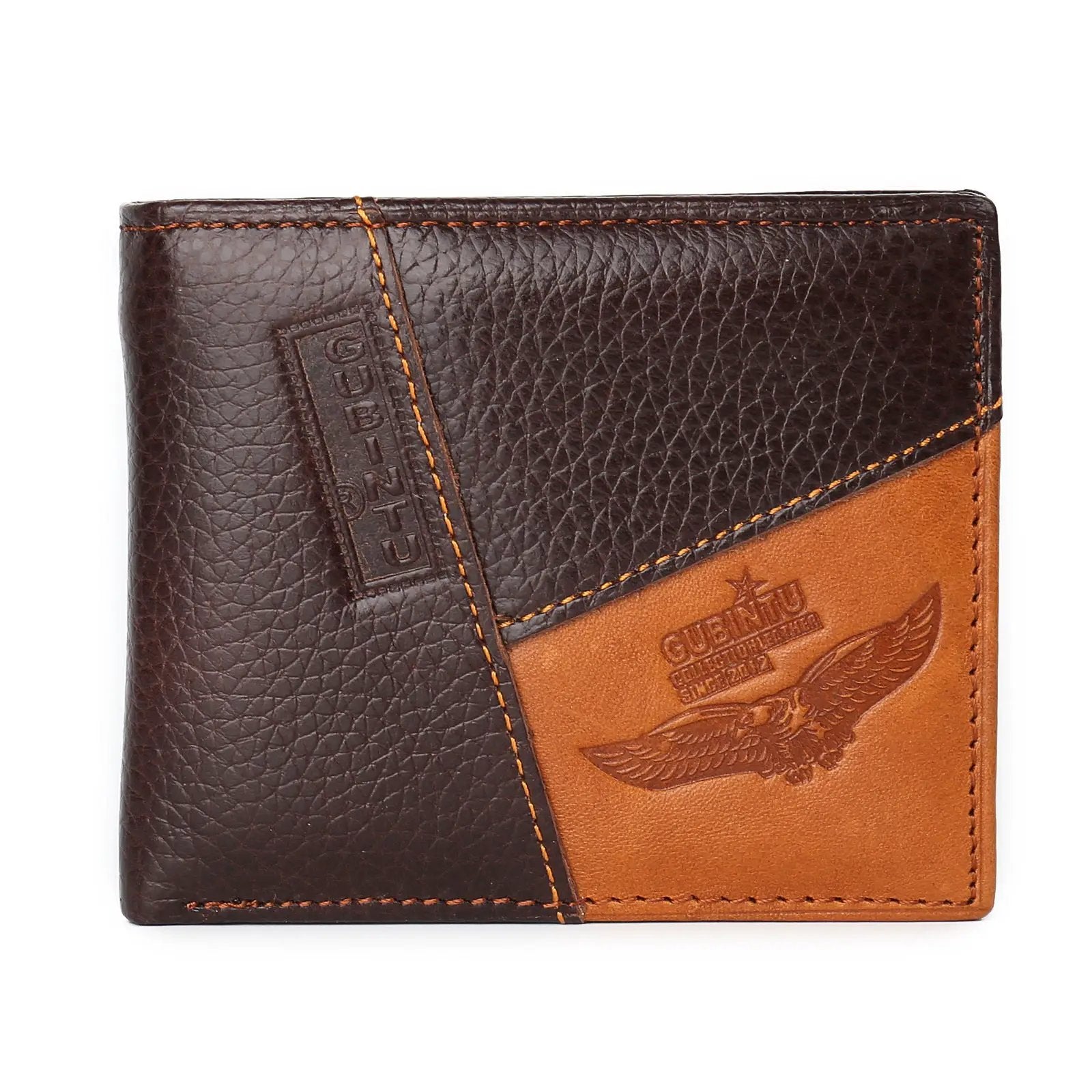 Genuine Leather Men Patchwork Wallets Male Purse Cowhide by AuroreWear