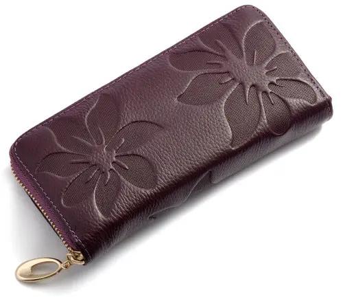 AuroreWear Floral Embossed Leather Wallet by AuroreWear