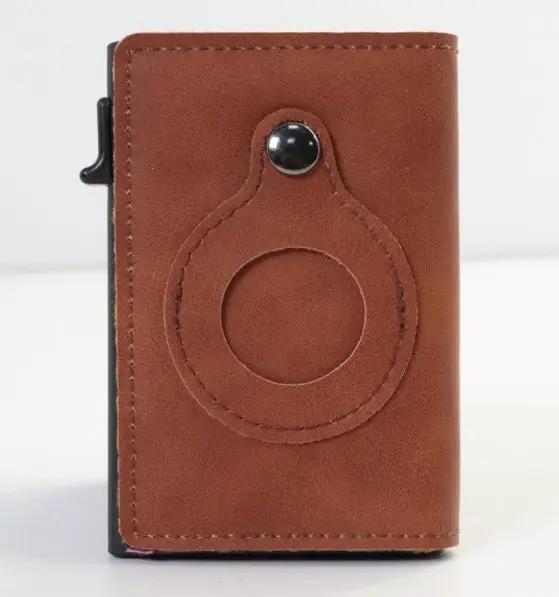 AirTag Wallet Anti Theft Bullet Card Bag Multi-functional Rfid Card Holder Men's Leather Slim Wallets For Airtag Air Tag by AuroreWear