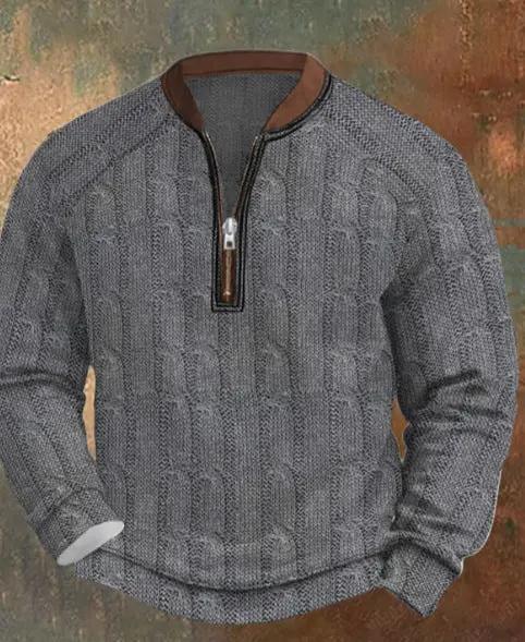 Men's Casual Checkered Printed Half Zip Hoodie by AuroreWear