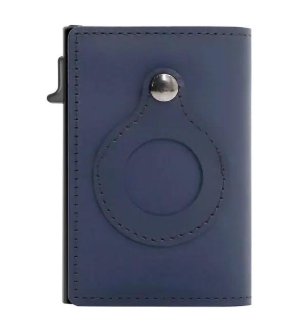 AirTag Wallet Anti Theft Bullet Card Bag Multi-functional Rfid Card Holder Men's Leather Slim Wallets For Airtag Air Tag by AuroreWear