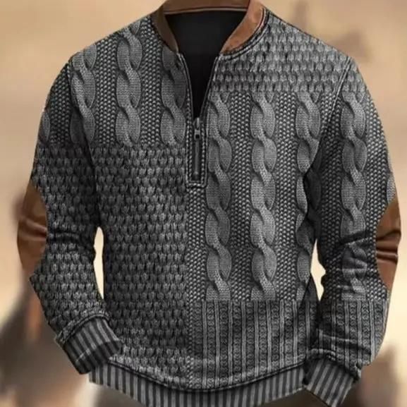 Men's Casual Checkered Printed Half Zip Hoodie by AuroreWear