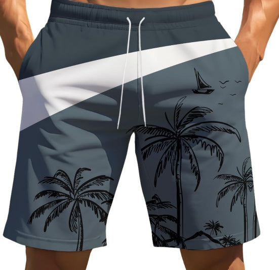 New Men's Beach Print Loose Shorts