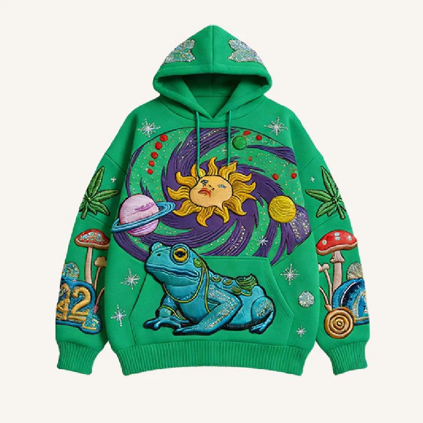 Mens Casual Hooded Sweatshirt With A Printed Long-sleeve Design by AuroreWear