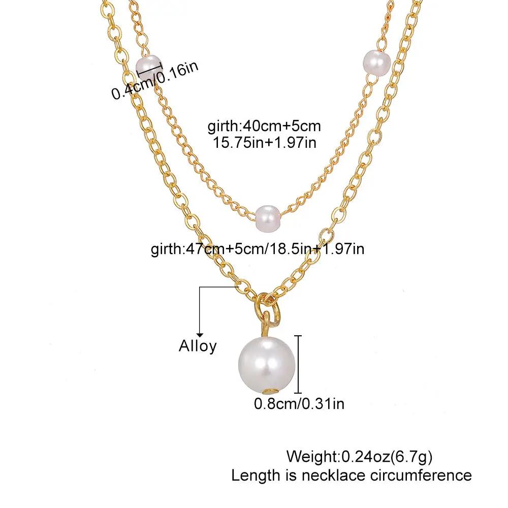 Fashion Jewelry Women's Pearl Tassel Pendant Double-layer Necklace Gold Pearl Necklace For Women by AuroreWear