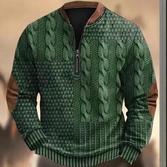 Men's Casual Checkered Printed Half Zip Hoodie by AuroreWear