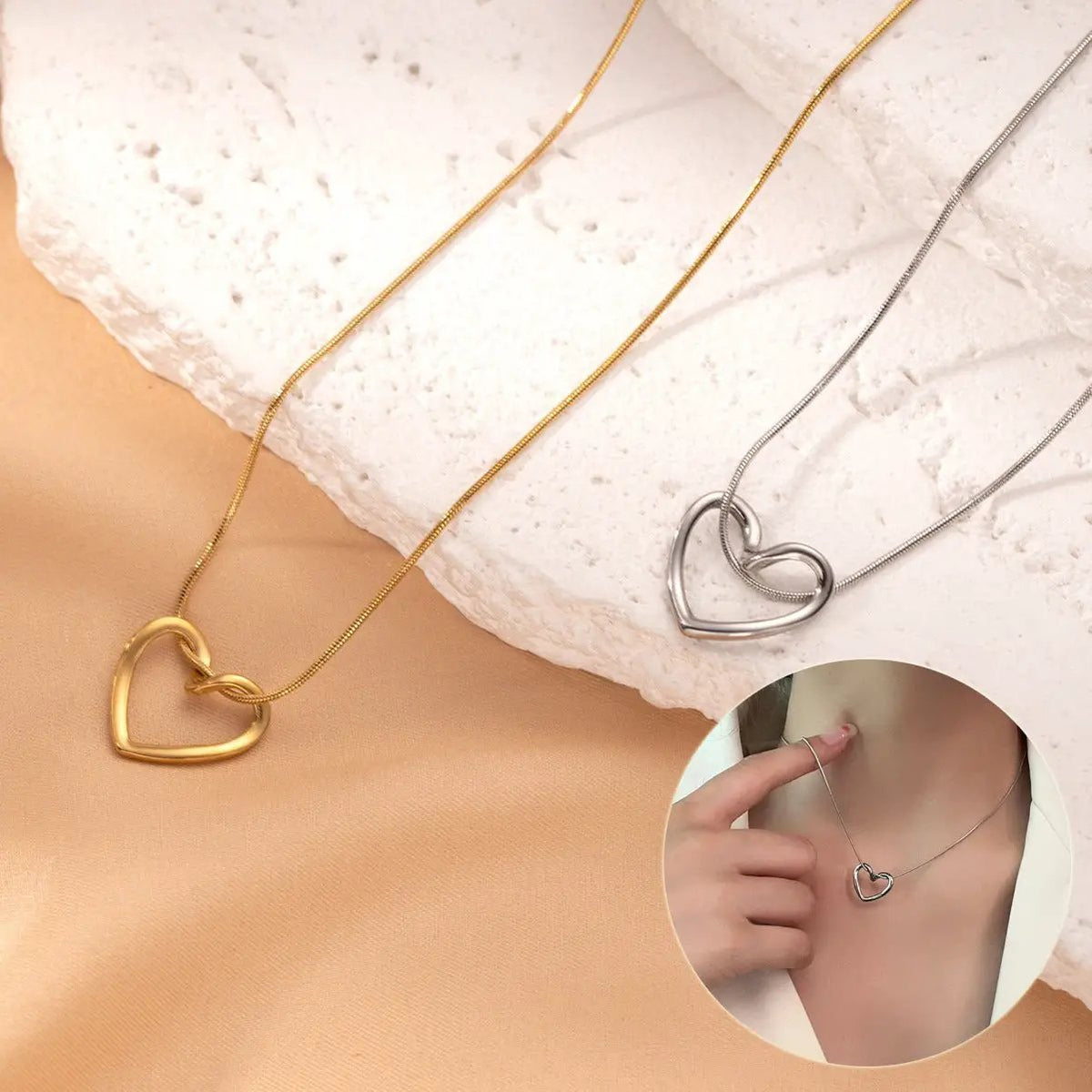 AuroreWear Twist Hollow Heart Pendant Necklace by AuroreWear