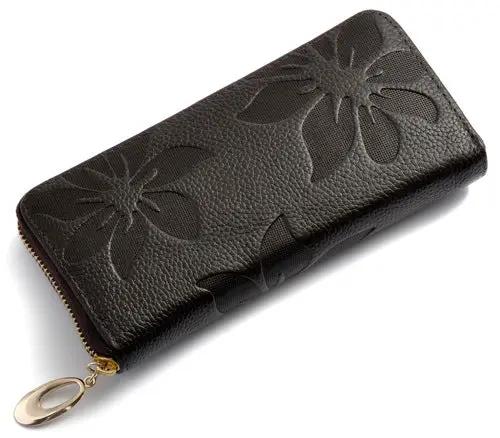 AuroreWear Floral Embossed Leather Wallet by AuroreWear