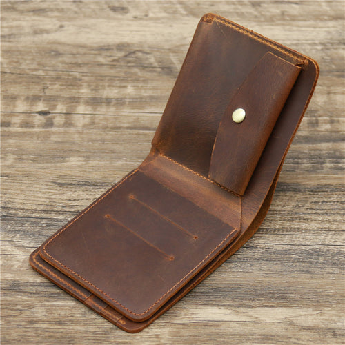 Men's Wallet Leather Wallet Retro Rough Tri-fold First Layer Cowhide by AuroreWear