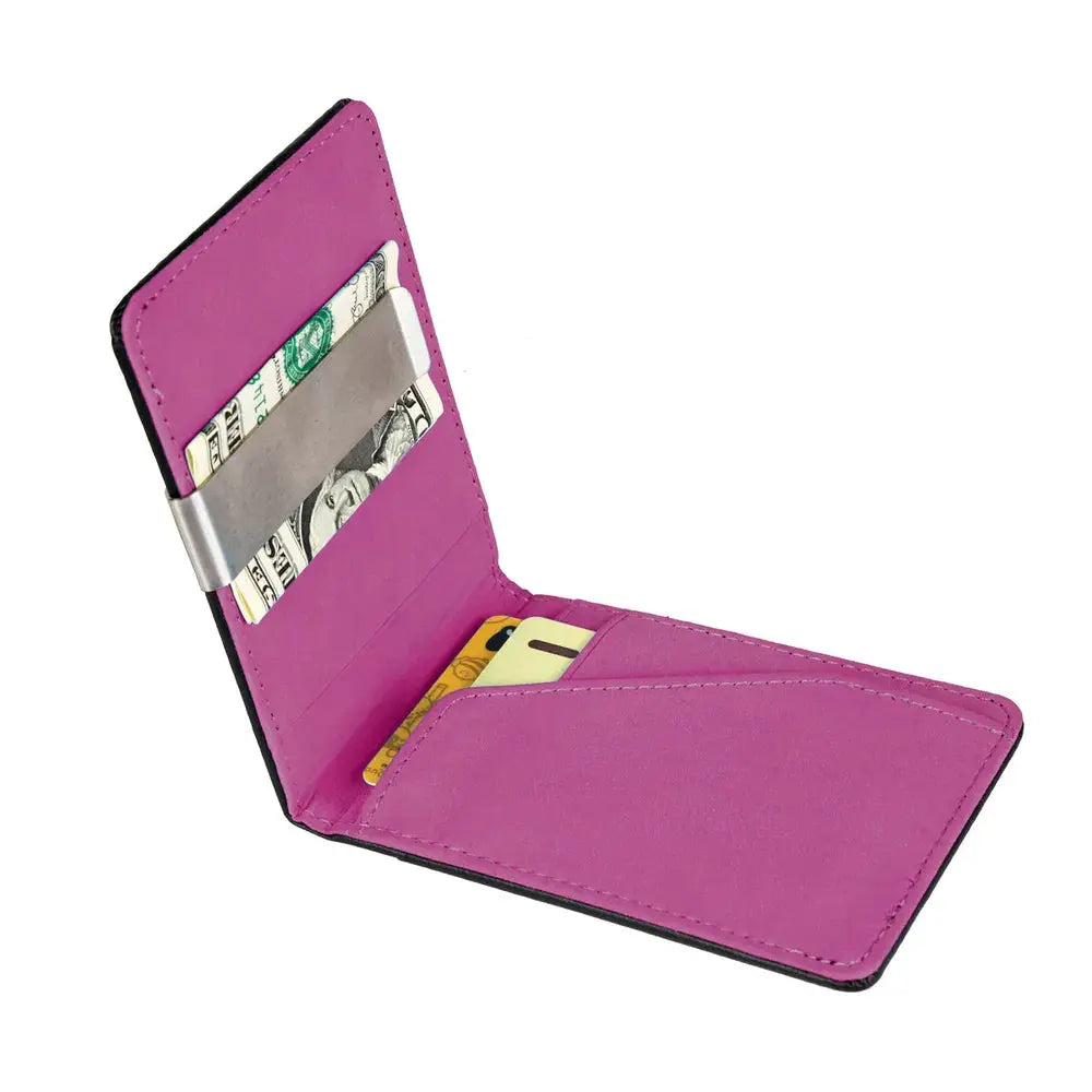 Unisex PU Leather Wallet RFID Blocking Slim Bifold Credit Card Holder With Money Clip by AuroreWear