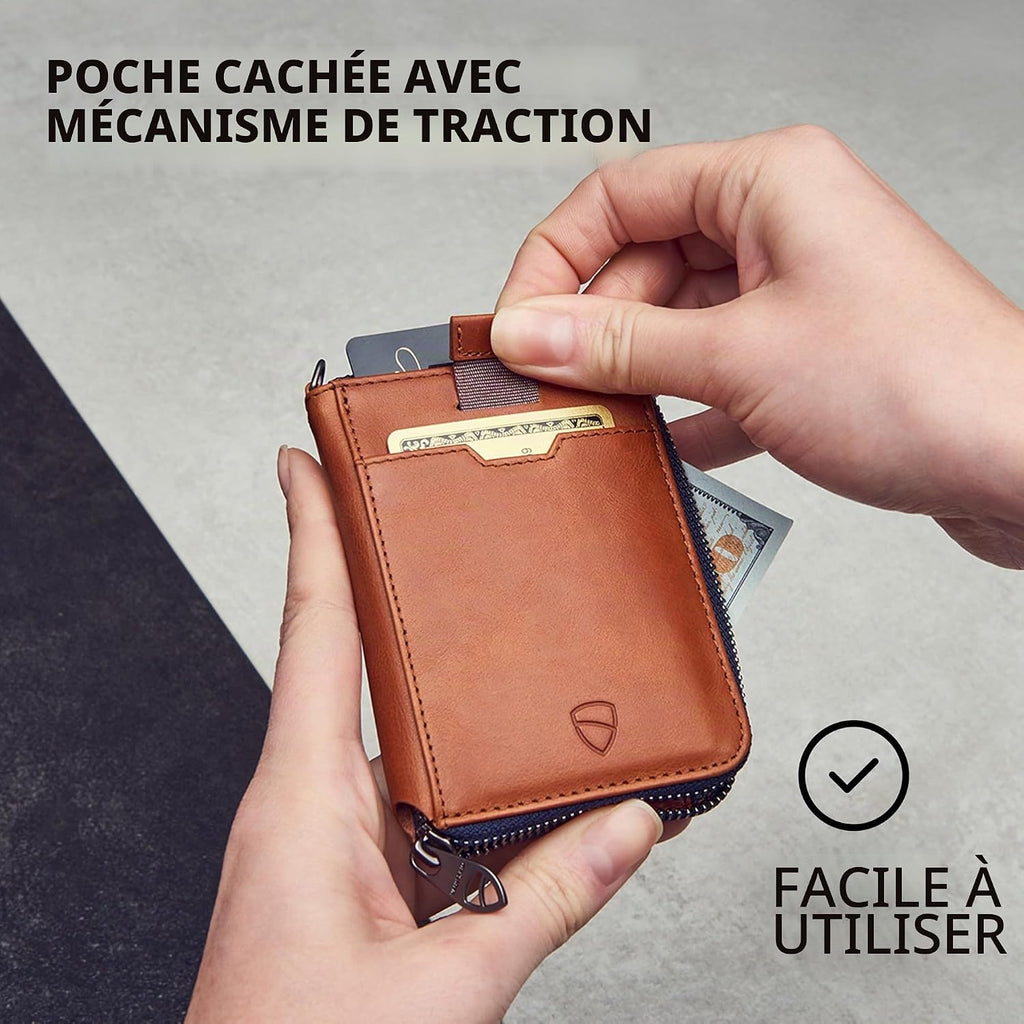 Vaultskin Notting Hill Slim Leather Wallet with RFID, Cognac