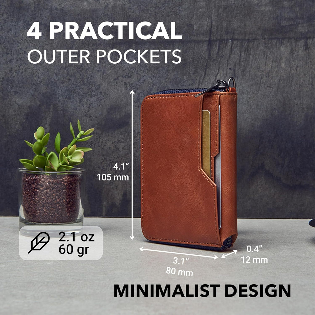 Vaultskin Notting Hill Slim Leather Wallet with RFID, Cognac