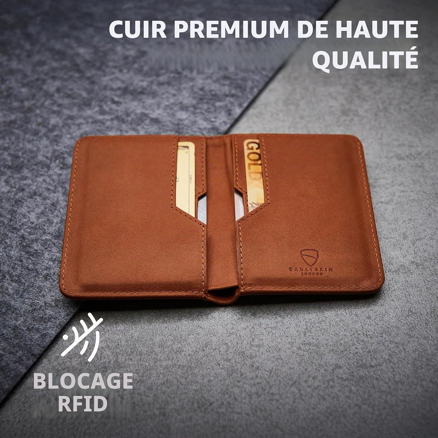 Vaultskin City Men's Leather Wallet with RFID Cognac