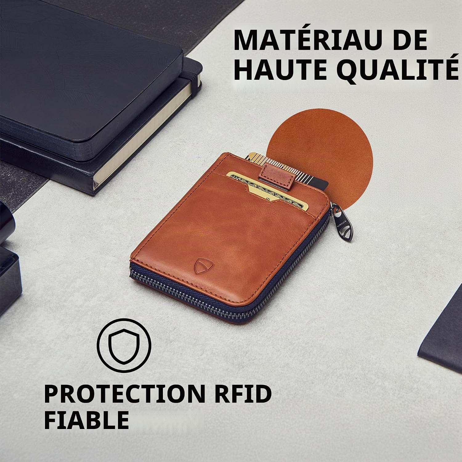 Vaultskin Notting Hill Slim Leather Wallet with RFID, Cognac