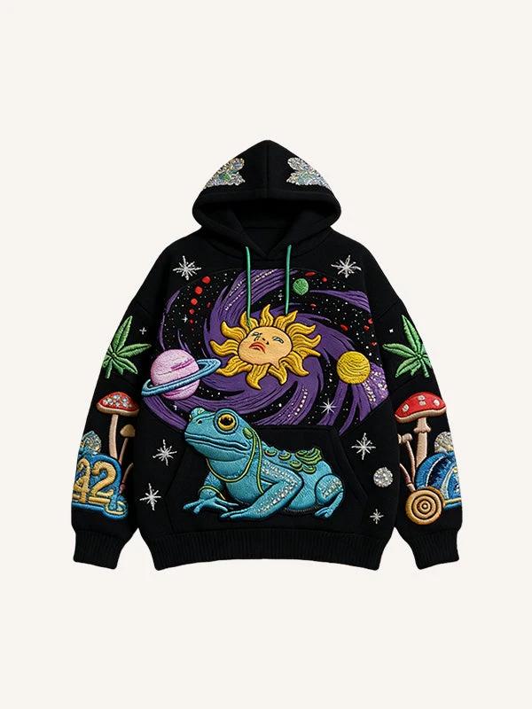 Mens Casual Hooded Sweatshirt With A Printed Long-sleeve Design by AuroreWear