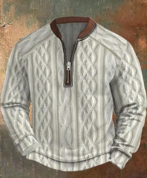 Men's Casual Checkered Printed Half Zip Hoodie by AuroreWear