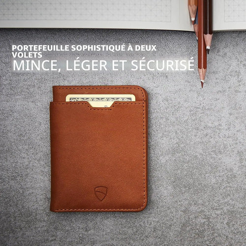 AuroreWear cognac leather RFID wallet for men