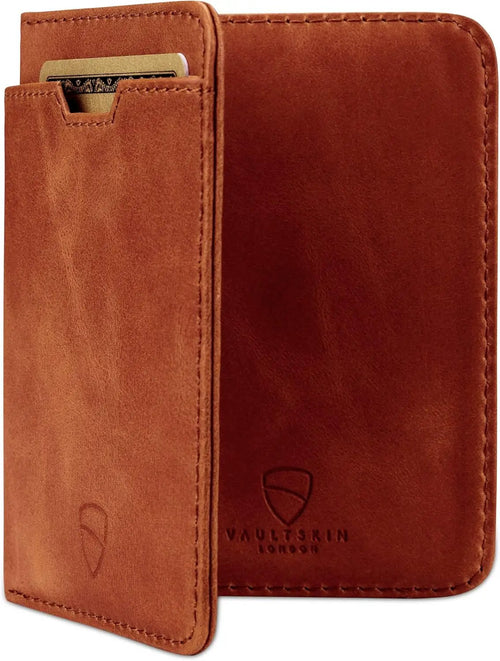 AuroreWear cognac leather RFID wallet for men