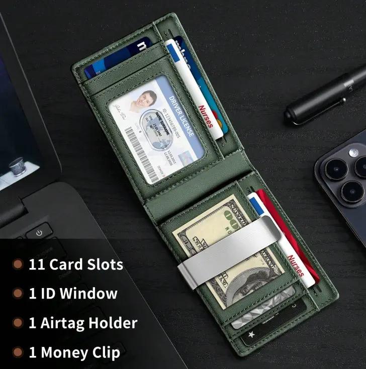 AuroreWear AirTag Leather RFID Wallet for Men