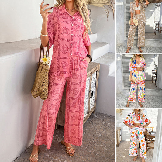 Holiday PO'MY Shia Geometric Contrast Color Cardigan Suit