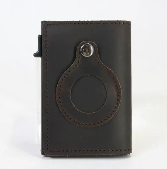 AirTag Wallet Anti Theft Bullet Card Bag Multi-functional Rfid Card Holder Men's Leather Slim Wallets For Airtag Air Tag by AuroreWear