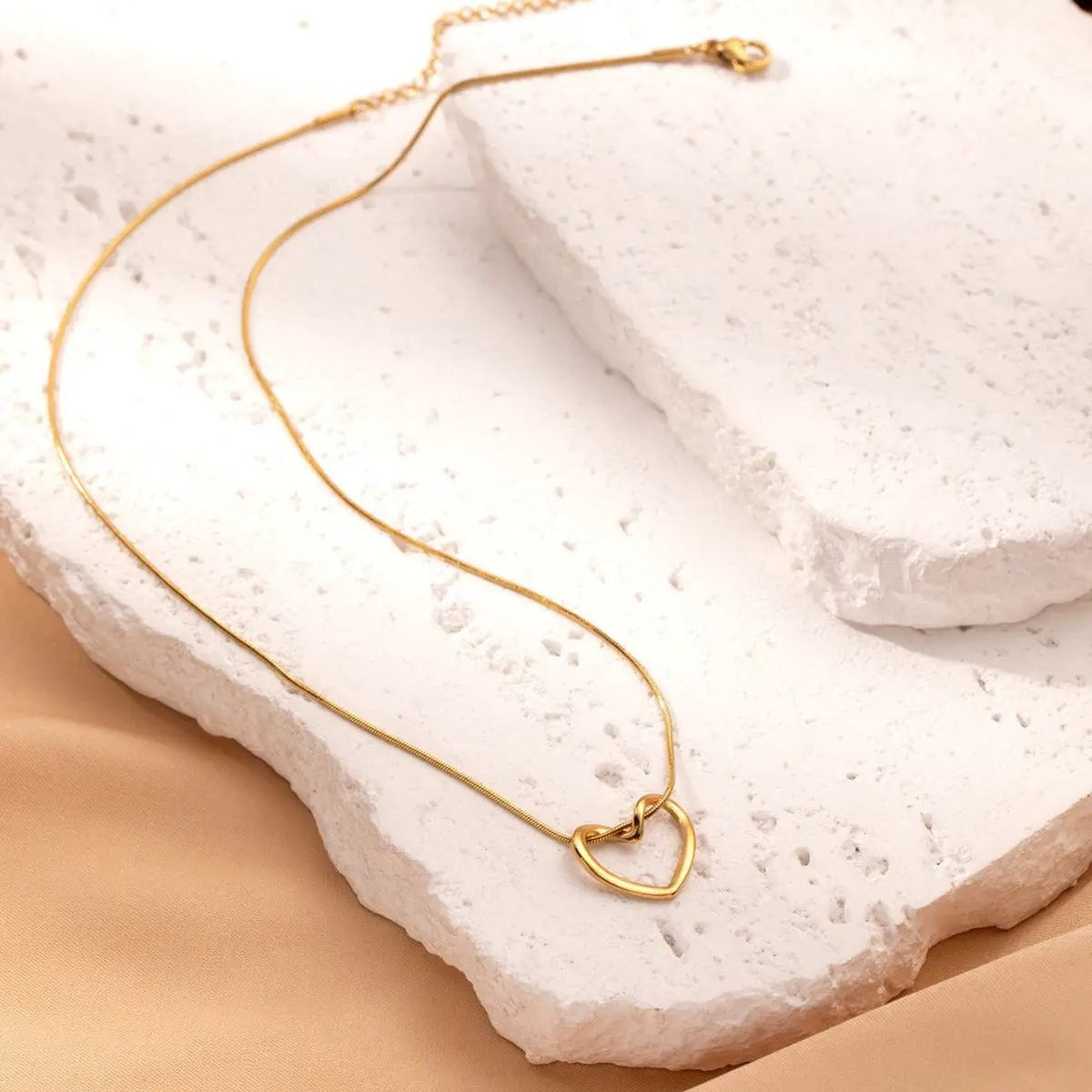 AuroreWear Twist Hollow Heart Pendant Necklace by AuroreWear