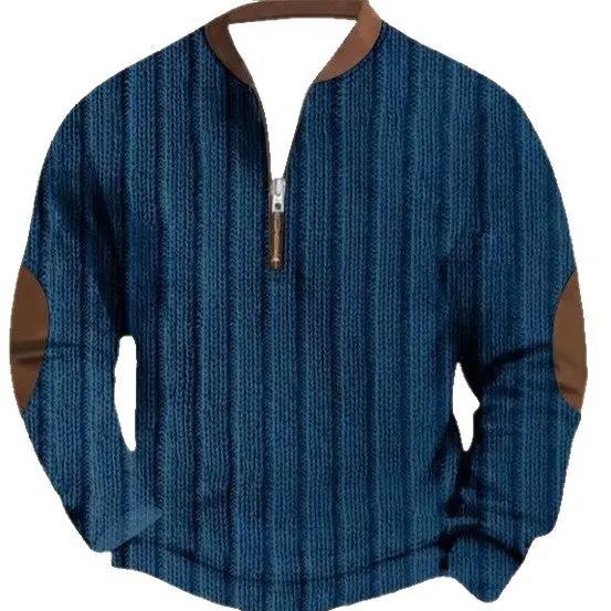 Men's Casual Checkered Printed Half Zip Hoodie by AuroreWear