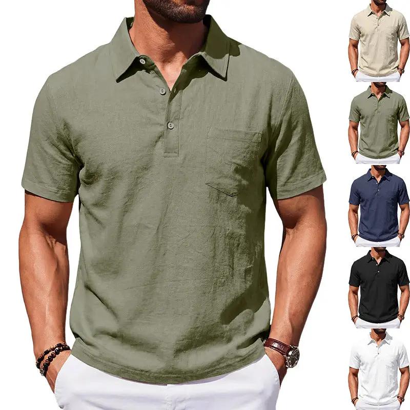 Men's Beach Linen Polo Shirt, Loose-Fit, Casual, Minimalist by AuroreWear