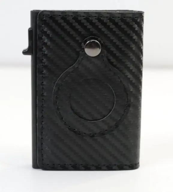 AirTag Wallet Anti Theft Bullet Card Bag Multi-functional Rfid Card Holder Men's Leather Slim Wallets For Airtag Air Tag by AuroreWear