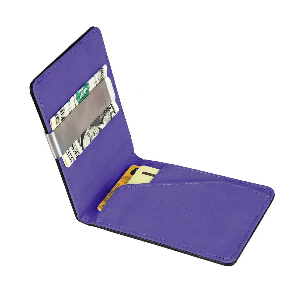 Unisex PU Leather Wallet RFID Blocking Slim Bifold Credit Card Holder With Money Clip by AuroreWear