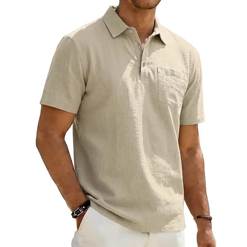 Men's Beach Linen Polo Shirt, Loose-Fit, Casual, Minimalist by AuroreWear