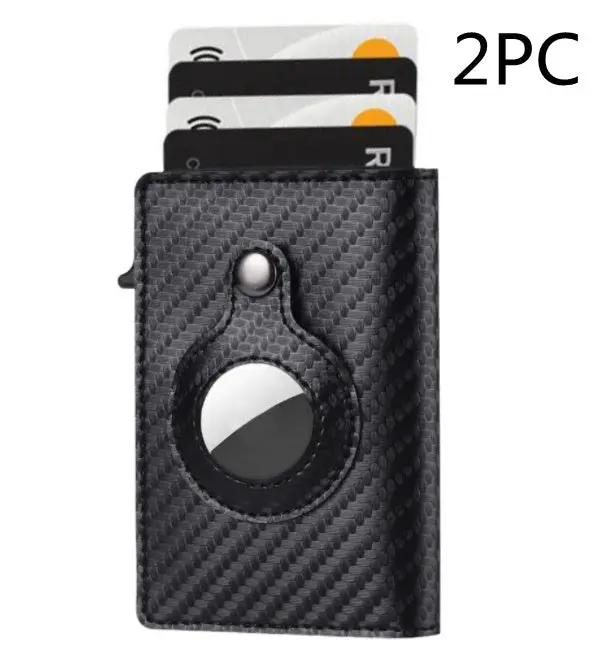 AirTag Wallet Anti Theft Bullet Card Bag Multi-functional Rfid Card Holder Men's Leather Slim Wallets For Airtag Air Tag by AuroreWear