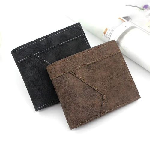 Men's Short Matte Leather Large Capacity Wallet by AuroreWear