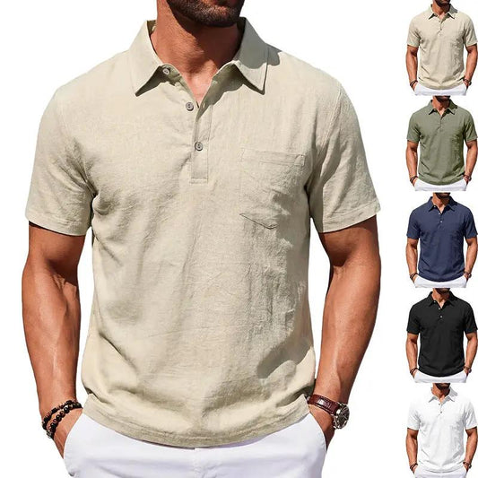 Men's Beach Linen Polo Shirt, Loose-Fit, Casual, Minimalist by AuroreWear