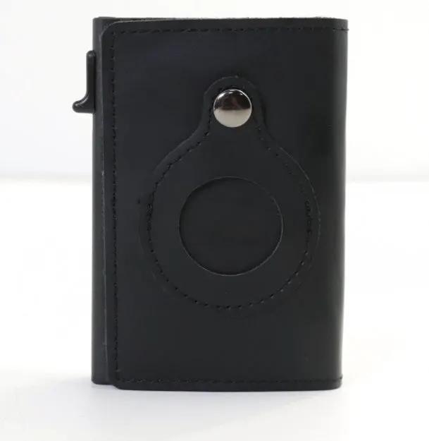 AirTag Wallet Anti Theft Bullet Card Bag Multi-functional Rfid Card Holder Men's Leather Slim Wallets For Airtag Air Tag by AuroreWear