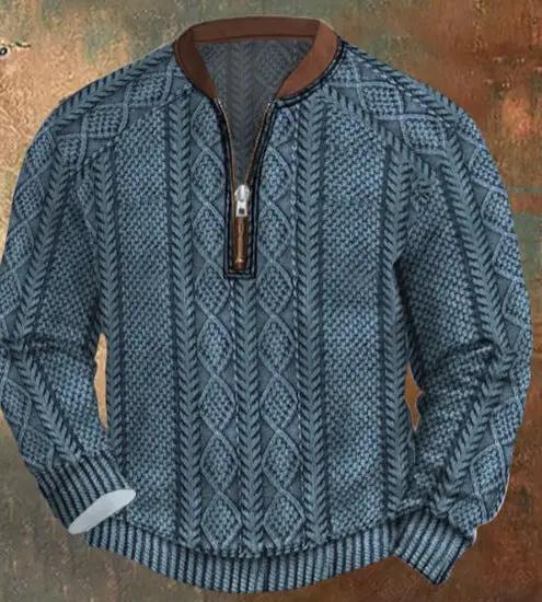 Men's Casual Checkered Printed Half Zip Hoodie by AuroreWear