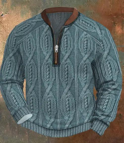 Men's Casual Checkered Printed Half Zip Hoodie by AuroreWear
