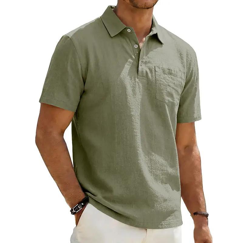 Men's Beach Linen Polo Shirt, Loose-Fit, Casual, Minimalist by AuroreWear